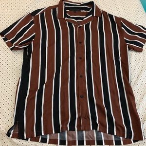 Mennace brown striped revere shirt